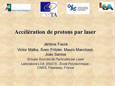 Accélération de protons par laser