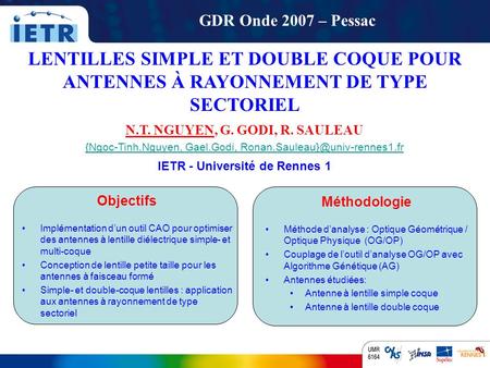 N.T. NGUYEN, G. GODI, R. SAULEAU IETR - Université de Rennes 1