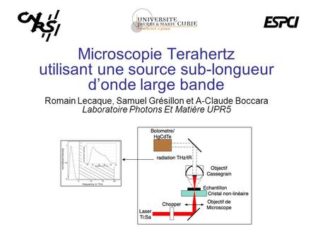 Microscopie Terahertz utilisant une source sub-longueur d’onde large bande Romain Lecaque, Samuel Grésillon et A-Claude Boccara Laboratoire Photons Et.