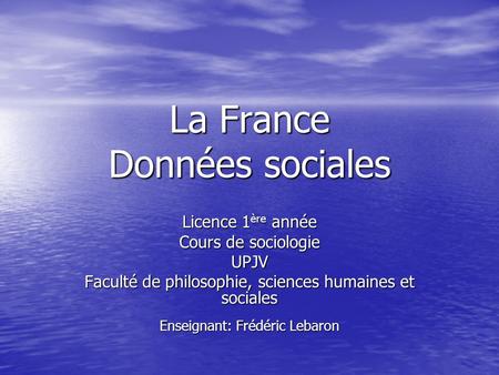 La France Données sociales