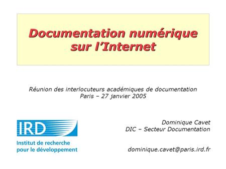 Documentation numérique sur l’Internet