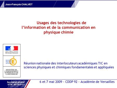 6 et 7 mai 2009 – CDDP 92 – Académie de Versailles