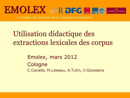Utilisation didactique des extractions lexicales des corpus