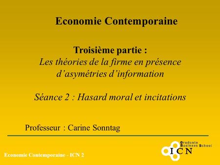 Economie Contemporaine Economie Contemporaine - ICN 2