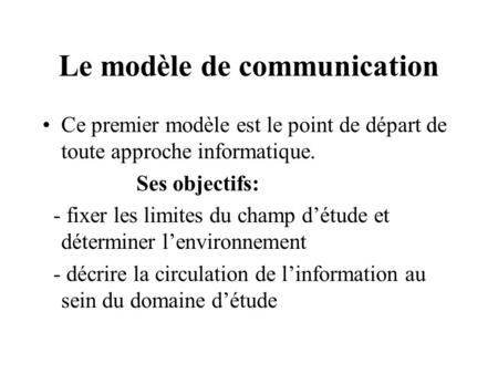 Le modèle de communication