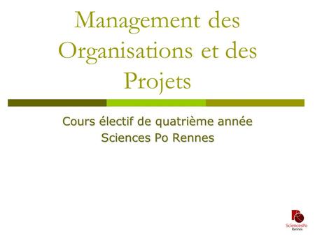 Management des Organisations et des Projets