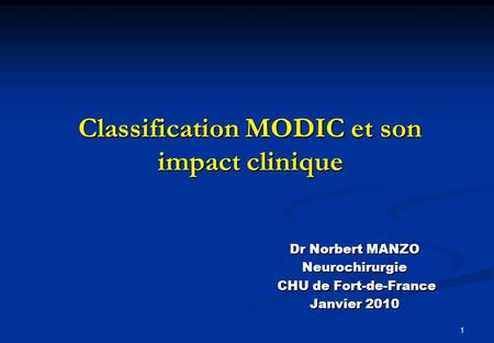 Classification MODIC et son impact clinique
