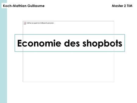 Economie des shopbots Master 2 TIMKoch-Mathian Guillaume.