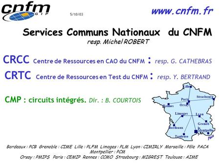 Services Communs Nationaux du CNFM resp. Michel ROBERT