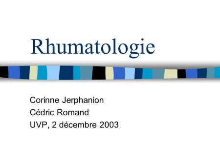 Corinne Jerphanion Cédric Romand UVP, 2 décembre 2003