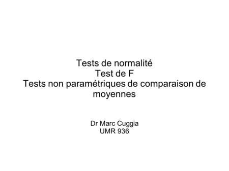 Tests non paramétriques de comparaison de moyennes