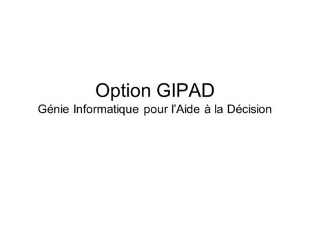 Option GIPAD Génie Informatique pour lAide à la Décision.