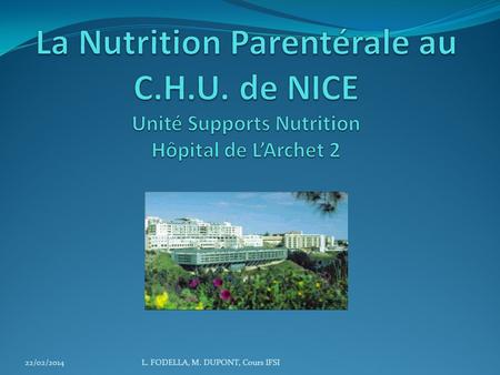La Nutrition Parentérale au C. H. U