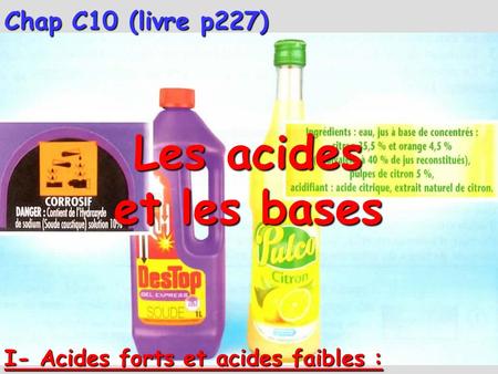 Les acides et les bases Chap C10 (livre p227)