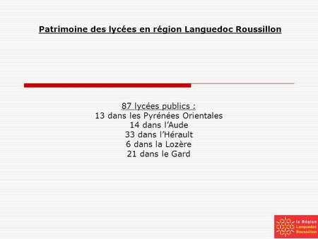 Patrimoine des lycées en région Languedoc Roussillon