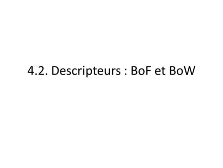 4.2. Descripteurs : BoF et BoW