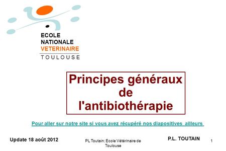 PL Toutain; Ecole Vétérinaire de Toulouse