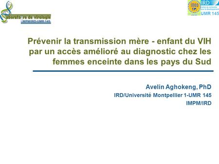 Prévenir la transmission mère - enfant du VIH par un accès amélioré au diagnostic chez les femmes enceinte dans les pays du Sud Avelin Aghokeng, PhD IRD/Université
