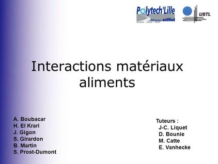 Interactions matériaux aliments