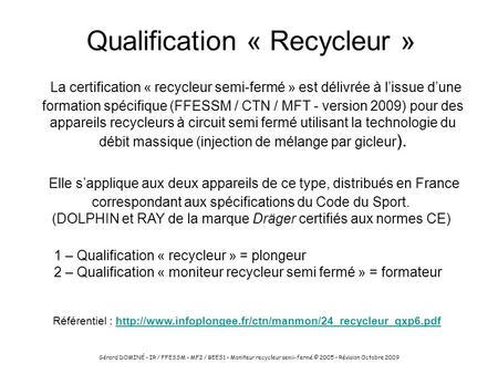 Qualification « Recycleur »