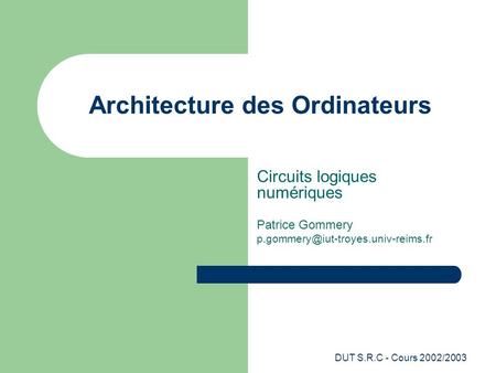Architecture des Ordinateurs