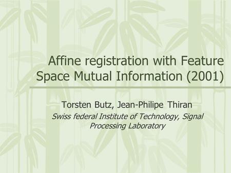 Affine registration with Feature Space Mutual Information (2001)