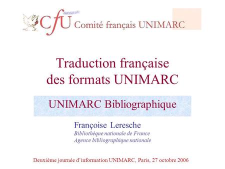 Traduction française des formats UNIMARC