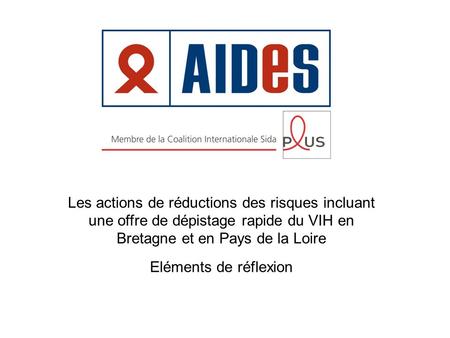 Les actions de réductions des risques incluant une offre de dépistage rapide du VIH en Bretagne et en Pays de la Loire Eléments de réflexion.