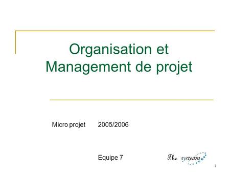 Organisation et Management de projet