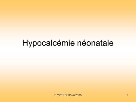 Hypocalcémie néonatale