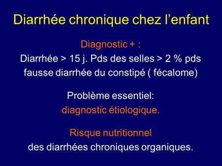 Diarrhée chronique chez l’enfant