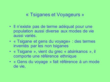 « Tsiganes et Voyageurs »