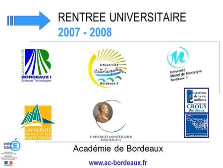 RENTREE UNIVERSITAIRE 2007 - 2008 Académie de Bordeaux www.ac-bordeaux.fr.