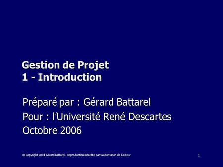 Gestion de Projet 1 - Introduction