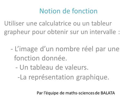 Par l’équipe de maths-sciences de BALATA