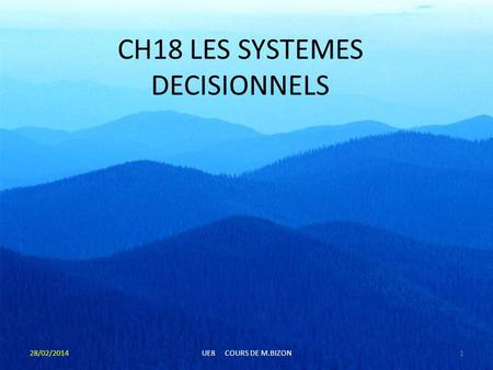 CH18 LES SYSTEMES DECISIONNELS