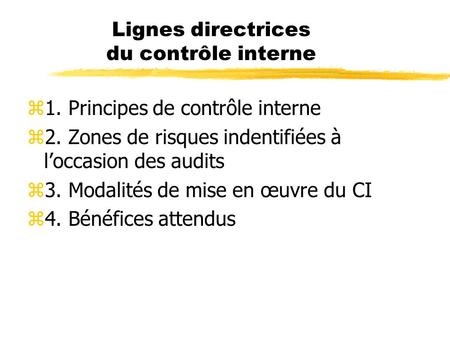 Lignes directrices du contrôle interne