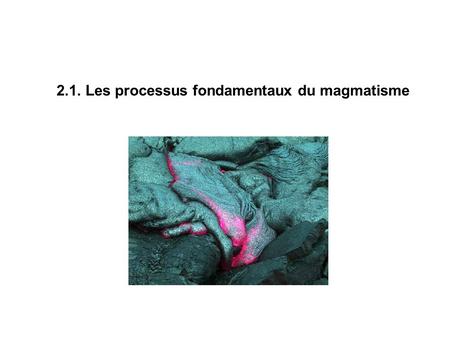 2.1. Les processus fondamentaux du magmatisme