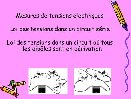 Mesures de tensions électriques Loi des tensions dans un circuit série