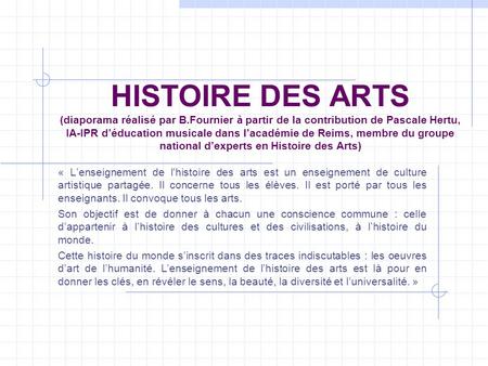 HISTOIRE DES ARTS (diaporama réalisé par B