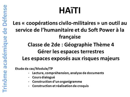 HAïTI Trinôme académique de Défense