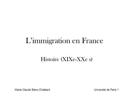 L’immigration en France