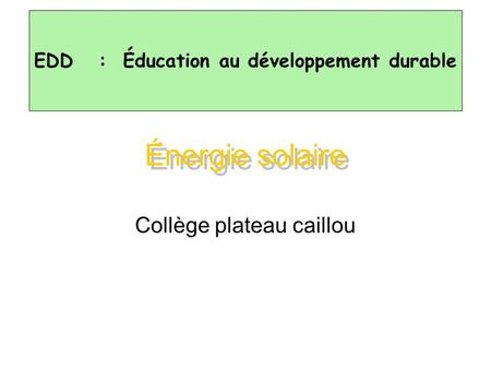 Collège plateau caillou