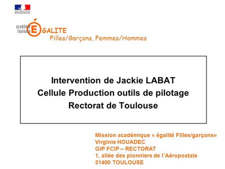 Intervention de Jackie LABAT Cellule Production outils de pilotage