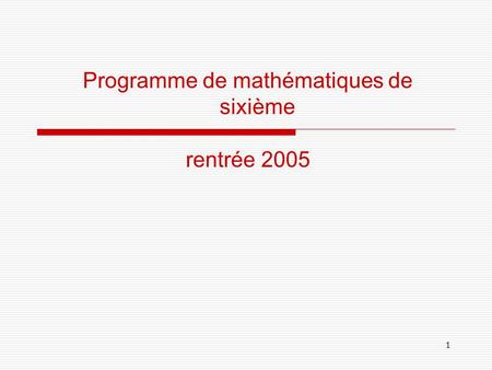 Programme de mathématiques de sixième