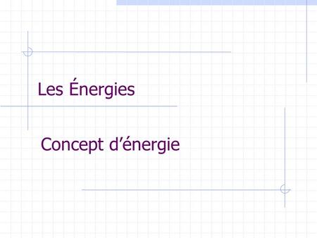 Les Énergies Concept d’énergie.