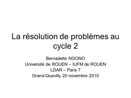 La résolution de problèmes au cycle 2