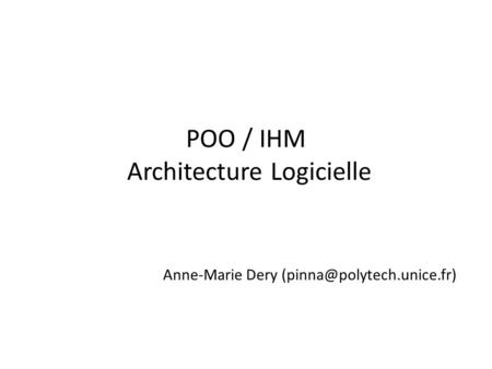 POO / IHM Architecture Logicielle