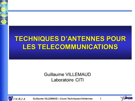 TECHNIQUES D’ANTENNES POUR LES TELECOMMUNICATIONS