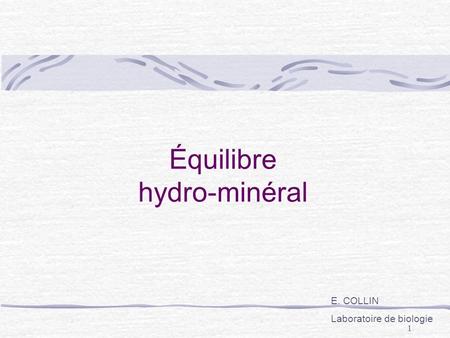 Équilibre hydro-minéral